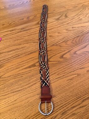 Fossil Braided Leather Belt in Brown, Black & Cream see length in photos